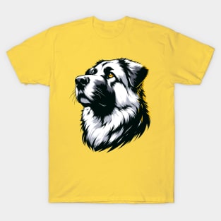 Stunning and Cool Anatolian Shepherd Dog Monochrome and Gold Portrait for Father's Day T-Shirt